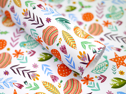 Festive Birds & Florals Recycled Gift Wrap