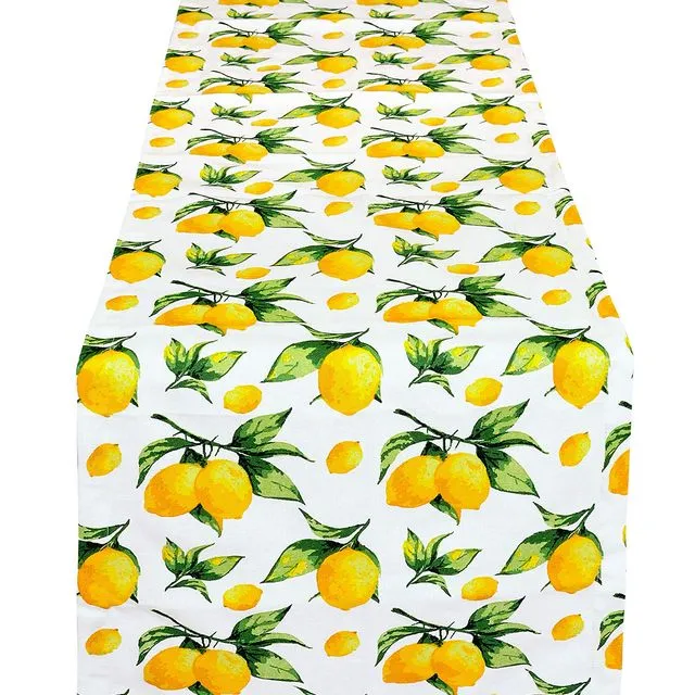 Yourtablecloth Table Runner 100% Cotton Tablerunner Elegant Décor for Indoor&Outdoor Events-Lemon, 14 x 72