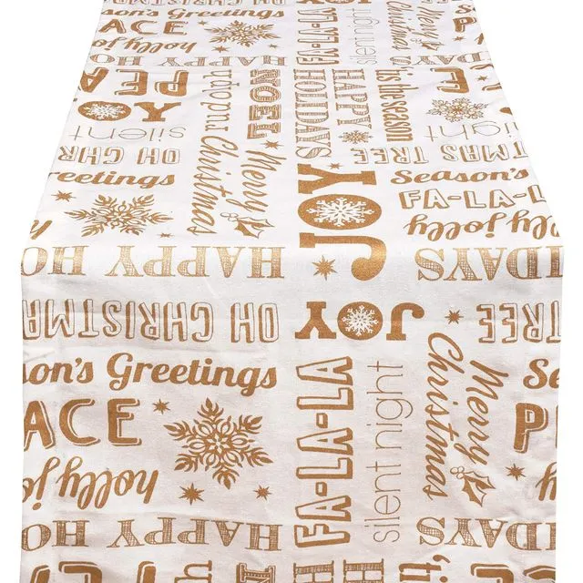 Yourtablecloth Printed Metallic Table Runner (Gold, 14 x 72)