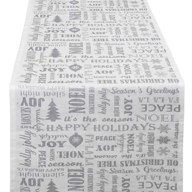 Yourtablecloth Printed Metallic Table Runner (Silver, 14 x 72)