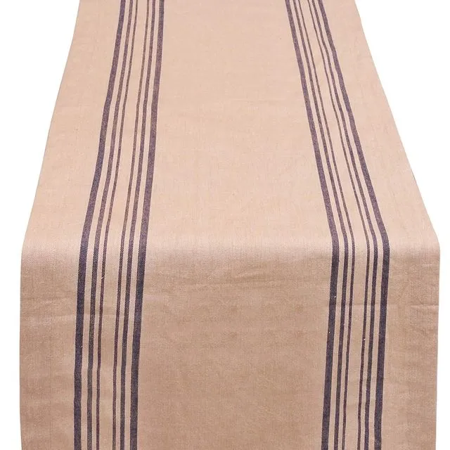 Yourtablecloth Rustic Striped Table Runner – French Nautical Style – Available in Two Sizes – Minimalistic & Chic Table Décor. Blue Striped, 14 x 108