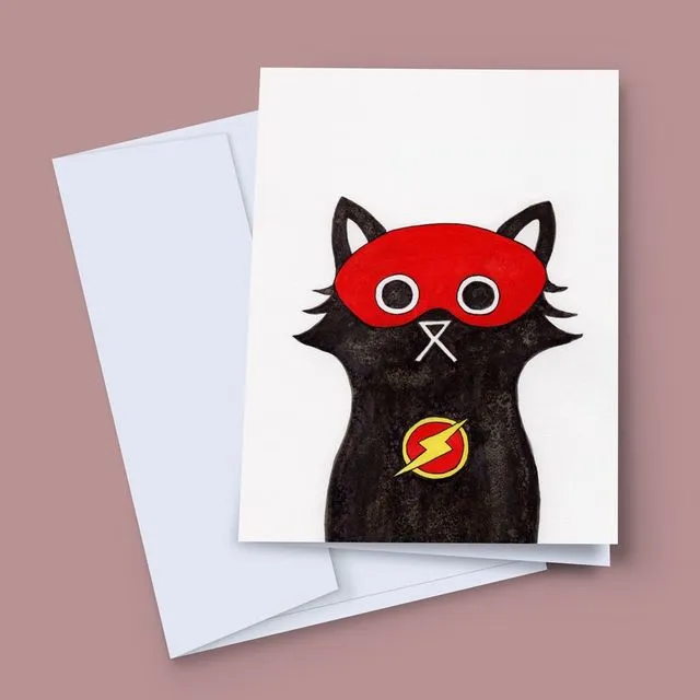 FLASH CAT SUPERHERO CARD