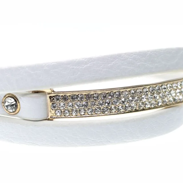 White/gold-plating/clear crystals Balance bracelet