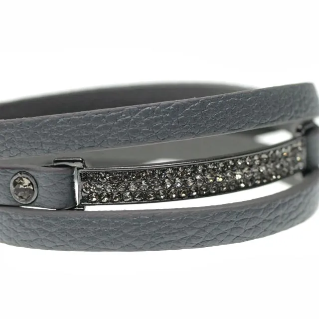 Grey/gunmetal-plating/black diamond crystals Balance bracelet