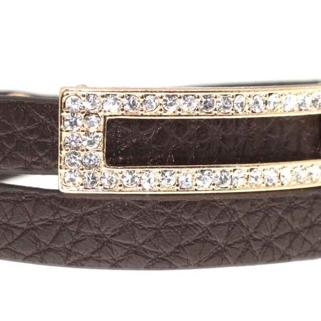 Brown /gold-plating/clear crystals Fancy bracelet