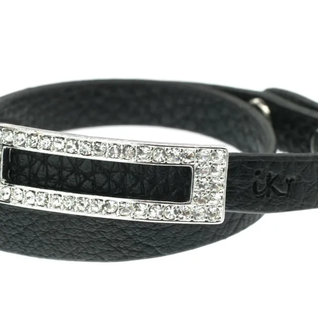 Black/rhodium-plating/black diamond crystals Fancy bracelet