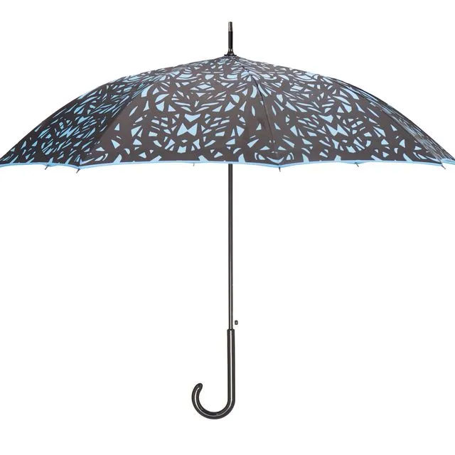 Web Design Umbrella Auto Open Premium Quality Black on Island Paradise Blue w/ sleeve and shoulder strap