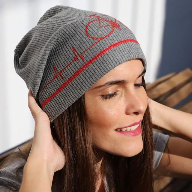 Gray Melange Cotton Ribbed Beanie - 321 bicycle