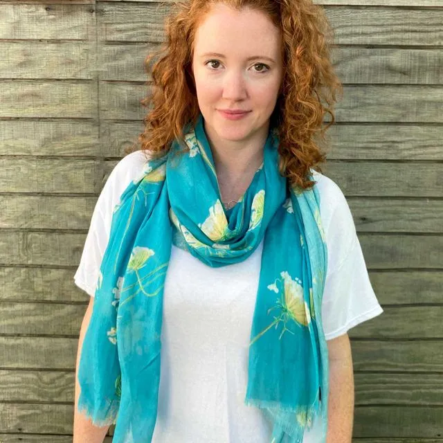 Scarf: Queen Anne's Lace on Teal