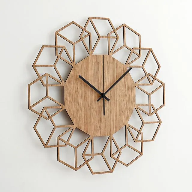 Wooden Wall Clock CUBEFLOWER