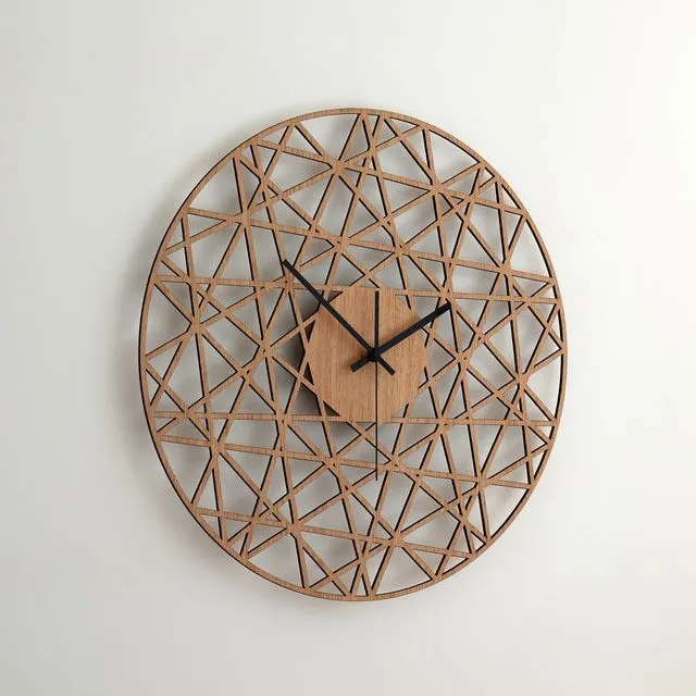 Wooden Wall Clock POLYGONAL