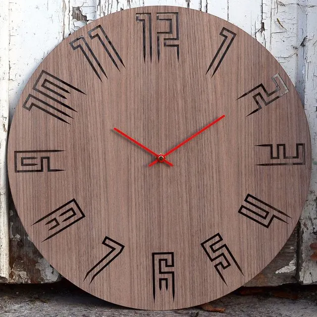 Wooden Wall Clock SPIKE Walnut