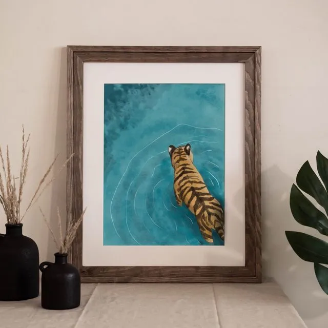 Tiger Wading Giclée Art Print