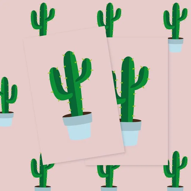 Cactus Wrapping Paper and Gift Tags Set