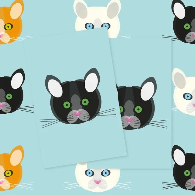 Cat Wrapping Paper and Gift Tags Set