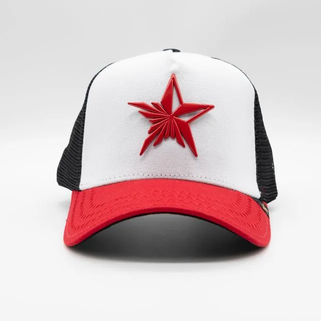 Gold Star Hat - red / black logo trucker hat