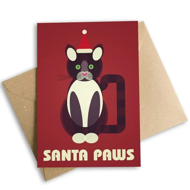 Santa Paws Christmas Cat Card