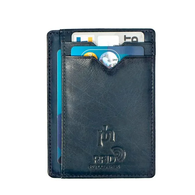 Carlton Super Slim Leather Credit Card Blue Holder - 4184