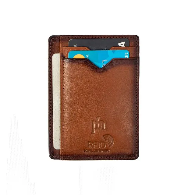 Carlton Super Slim Leather Credit Card Brown Holder - 4184
