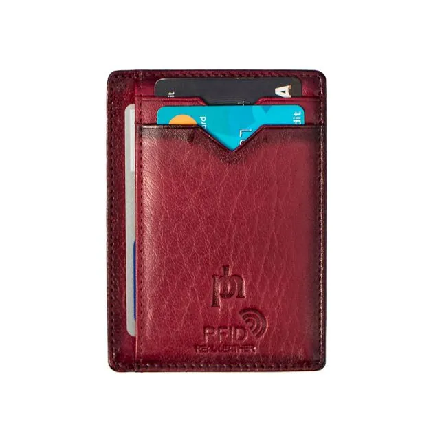 Carlton Super Slim Leather Credit Card Burgundy Holder - 4184