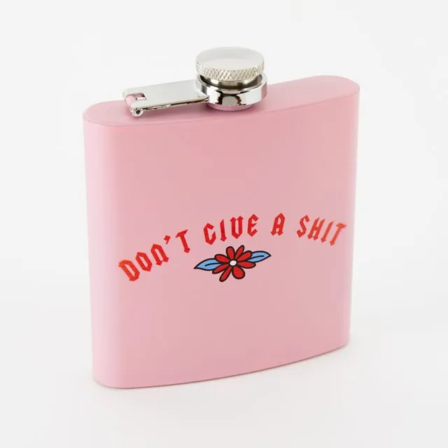 Don't Give A Shit Hip Flask - Light Pink