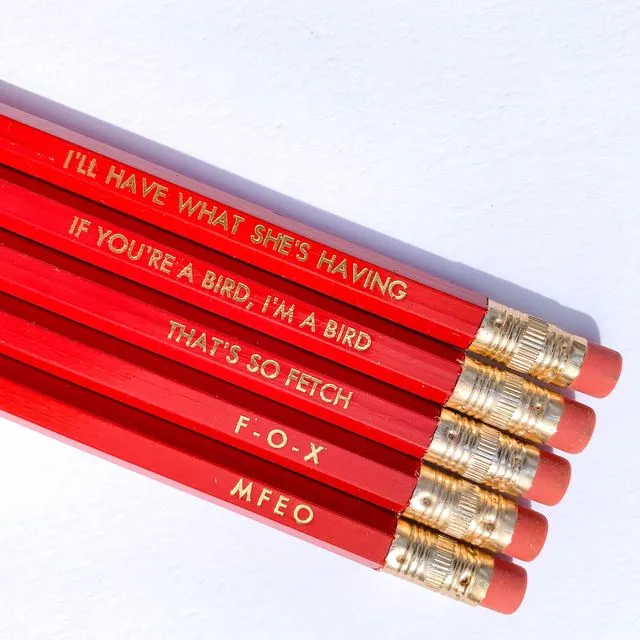 Rom-Com Pencil Set - Red & Gold
