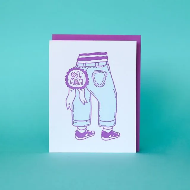 #1 Mom Jeans - Letterpress Greeting Card