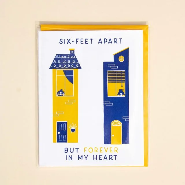 6ft Apart But Forever In My Heart Letterpress Greeting Card