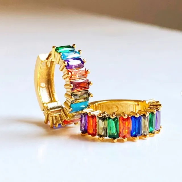 Dainty Hoop Earrings- Rainbow Earrings- Dainty Jewelry
