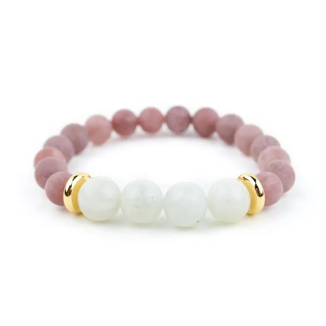 Gemstone bracelet - purple aventurine, moonstone
