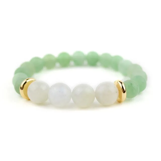 Gemstone bracelet - green aventurine, moonstone