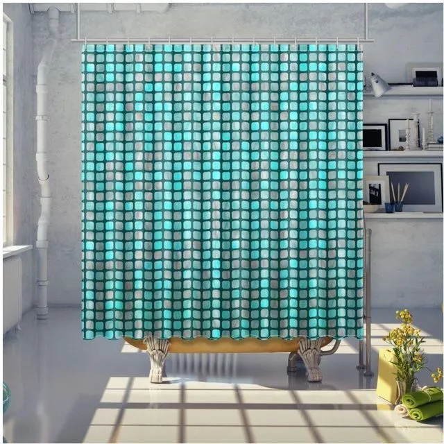 Aquamarine tiles pattern Shower Curtain