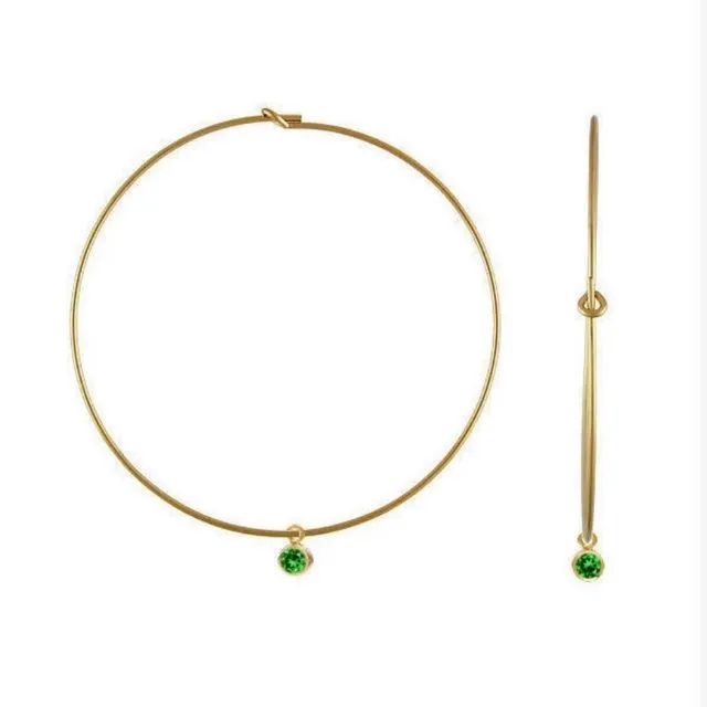 Goldfilled Emerald hoop earrings