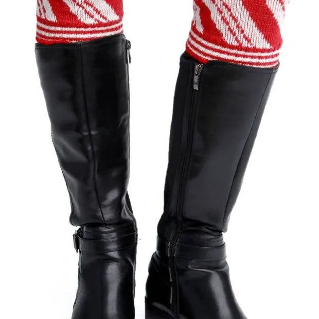 Womens Recycled Cotton Boot Cuff - Candy Cane