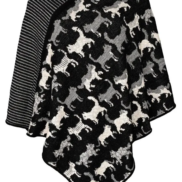 Women's Cotton Sweater Knit Pullover Poncho - Cat