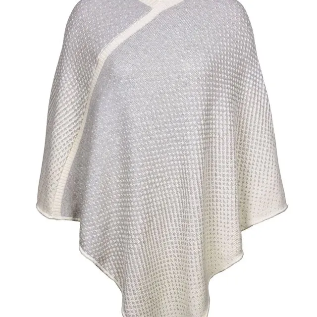 Women's Spring Weight Sweater Pullover Poncho Grey Hombre