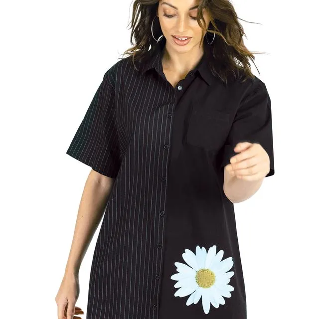 Two tone mini shirt dress / daisy