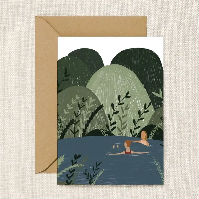 Wild Swimming in the Hills Greeting Card