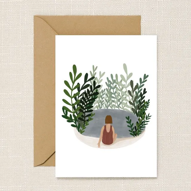 Wild Swimming in the Pond Greeting Card