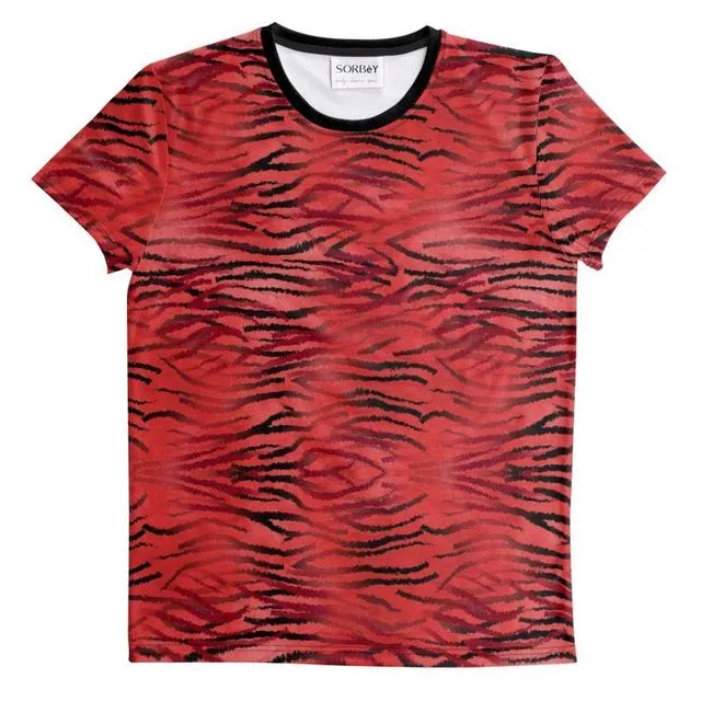 Red pattern Cut And Sew All Over Print T Shirt