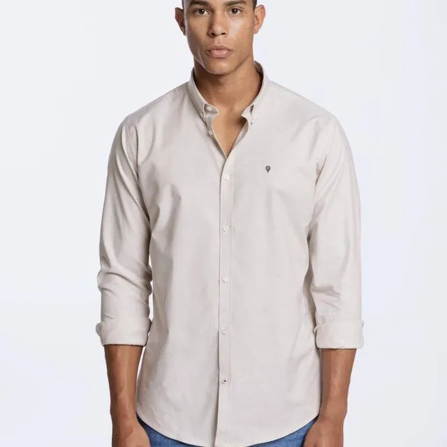 Plain Oxford Shirt - Beige