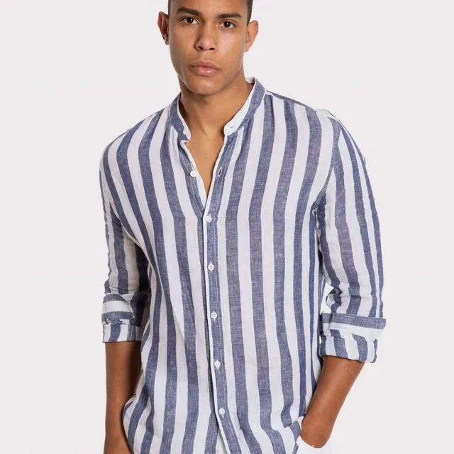 Striped Linen Shirt - Blue
