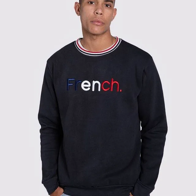 French Embroidered Sweatshirt - Blue