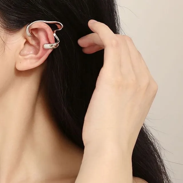 Unique design Silver wave line ear cuff-one piece
