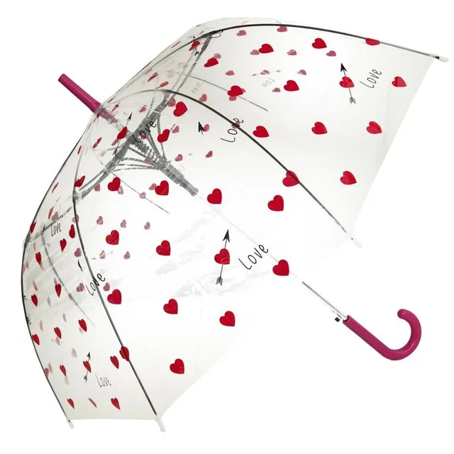 Love Hearts Print Transparent Umbrella