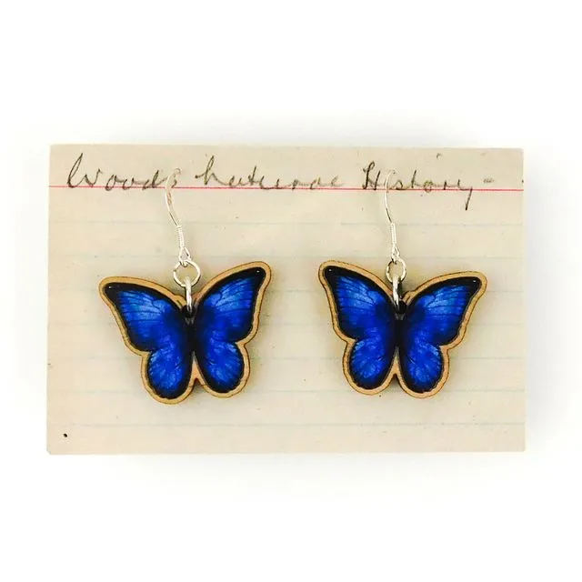Morpho Butterfly Wooden Earrings
