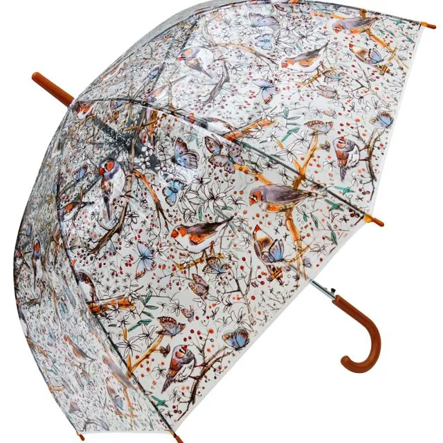 Umbrella - Zebra Finch Transparent Straight, Wind Resilient