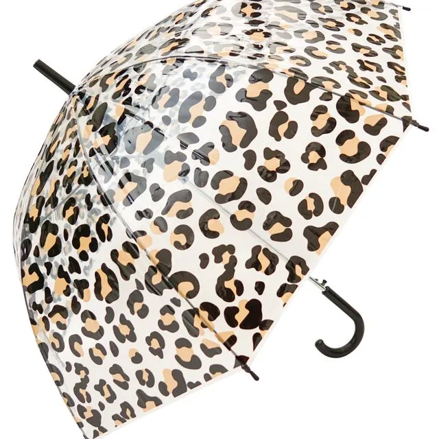 Umbrella - Leopard Print Transparent Straight