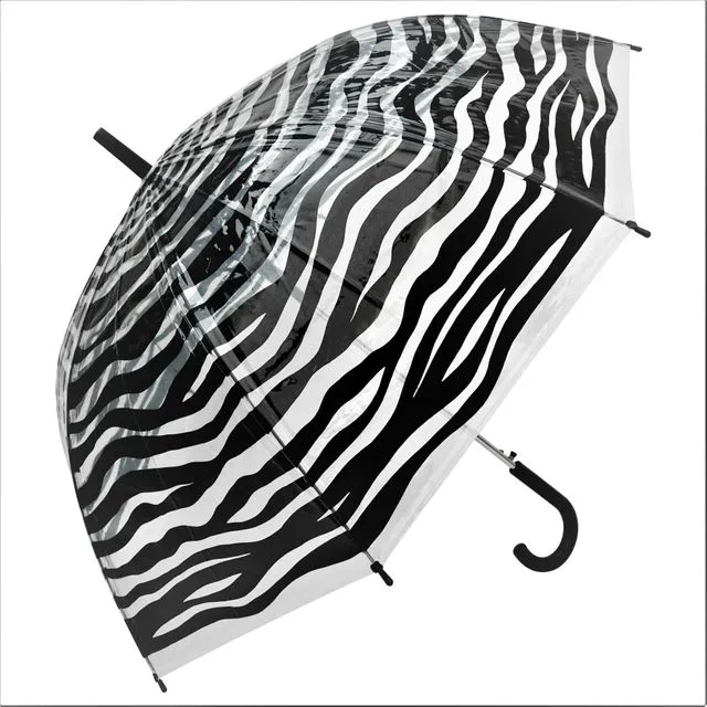 Umbrella - Zebra Print Transparent Straight