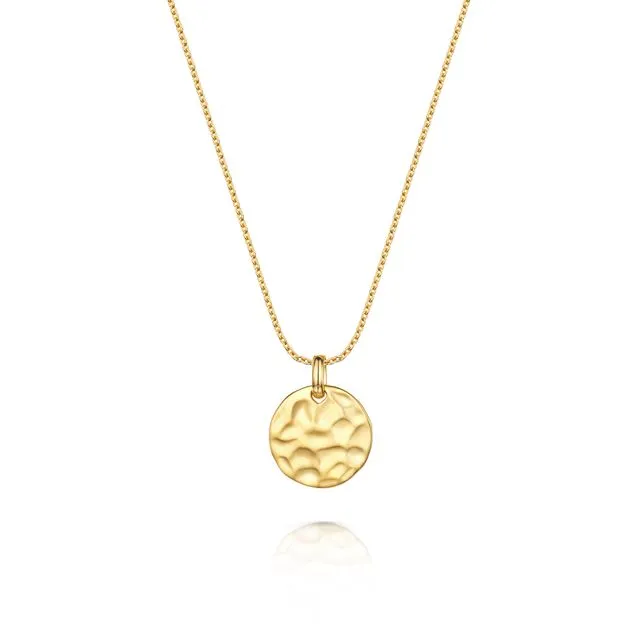 Ava Hammered Disc Necklace 18ct Gold Vermeil